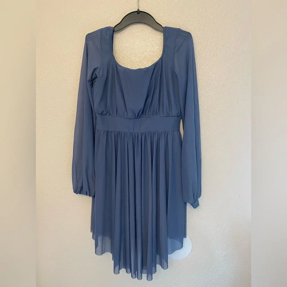 Weissman solo dance costume slate blue long sleeve Thinking About 16385 LA adult